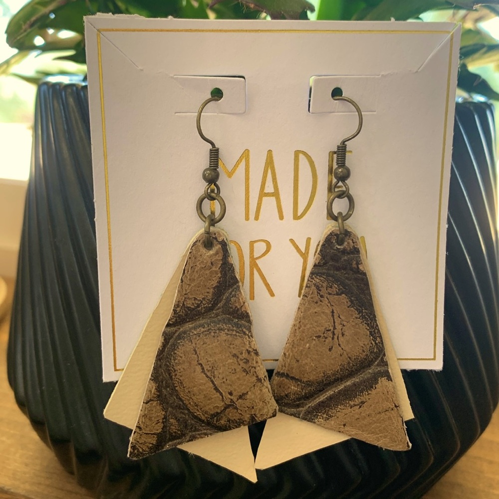 Layered Brown and Cream Earrings